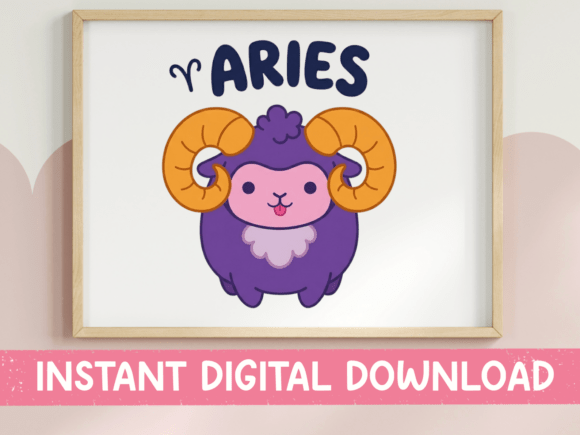 A Kawaii Purple Ram Graphic for T-Shirt Designs