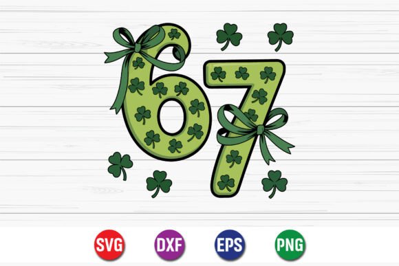 Lucky 67 Shamrock Number T-Shirt for Website Graphics