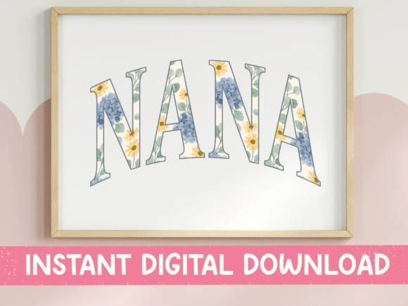 Nana Floral Varsity SVG for T-Shirt Graphics