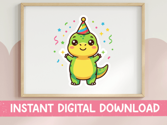 Why This Green T Rex Birthday Sticker Is a Marketing Graphics Gem